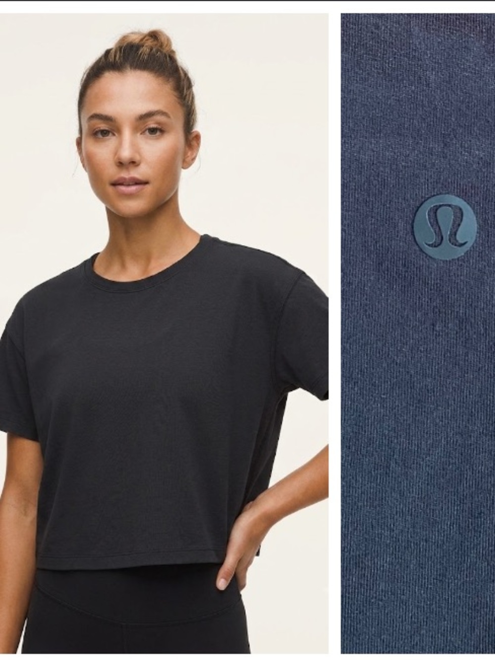 Lululemon Black Cropped Boxy Tee Medium